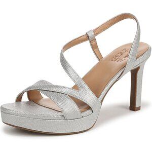 Naturalizer Women Silver Textured Polyurethane Rounded Open Toes Platform Shoes